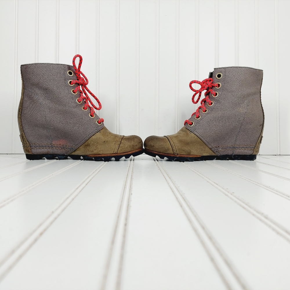 Sorel PDX 1964 Lexie Premium Leather Waterproof Wedge Lace Up Booties i 765 - Picture 7 of 10